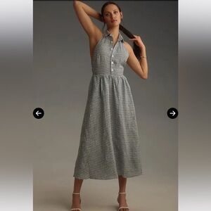 knee length dresses for ladies Maxi linen dress AGRA in White main image 1